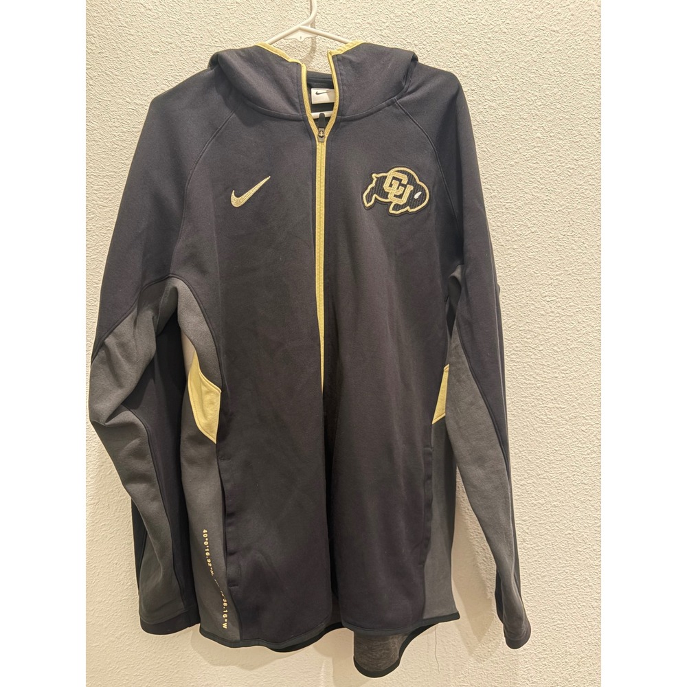 Nike Colorado Buffaloes Hoodie Mens XL Tall Black CU Full Zip Sweatshirt Gold